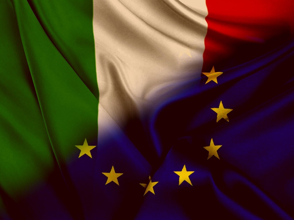 eu and italy flags