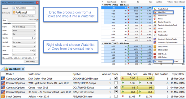 watchlist in saxotrader